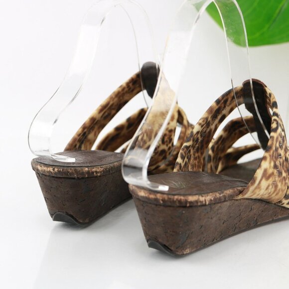 Donald Pliner Womens Hash Sandal Size 8 Tan Brown Elastic Straps Wedge Slide - Picture 6 of 12